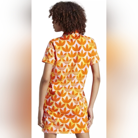 Adidas Orange and White Patterned Polo Mini Dress - Picture 2 of 2